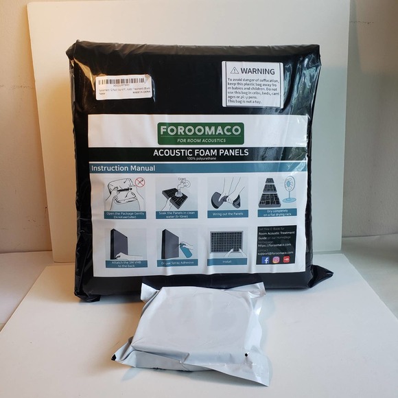 Foroomaco Acoustic Foam Panels Pack of 12 Sound Proofing Panels NIB Sealed - Picture 1 of 9